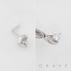 HEART WITH BEZEL CZ 316L SURGICAL STEEL L-SHAPE NOSE RING